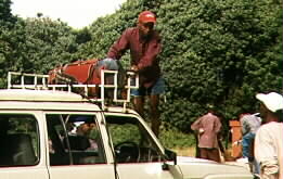 Unloading packs at Marango Gate